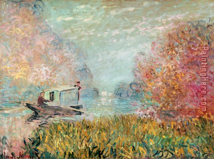Claude Monet The Boat Studio on the Seine